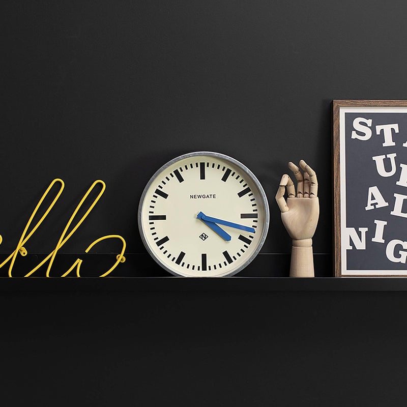 NEWGATEÂ® Luggage Wall Clock | Modern Retro Metal Station Clock | 30cm | Deep galvanised Metal case with Blue Hands | Contemporary Vintage Style for Kitchen, Living Room or Office - Image 3